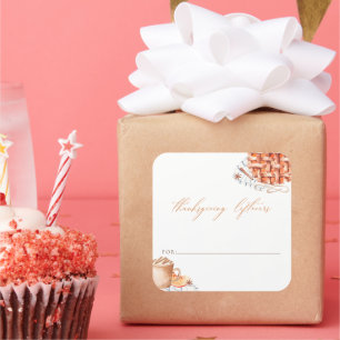 Watercolor Pumpkin Pie Thanksgiving  Leftovers Square Sticker