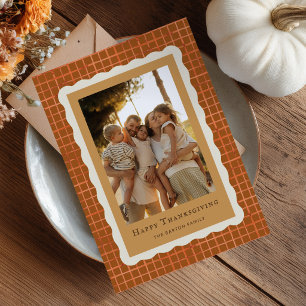 Watercolor Pumpkin Pie Thanksgiving Photo Holiday Card