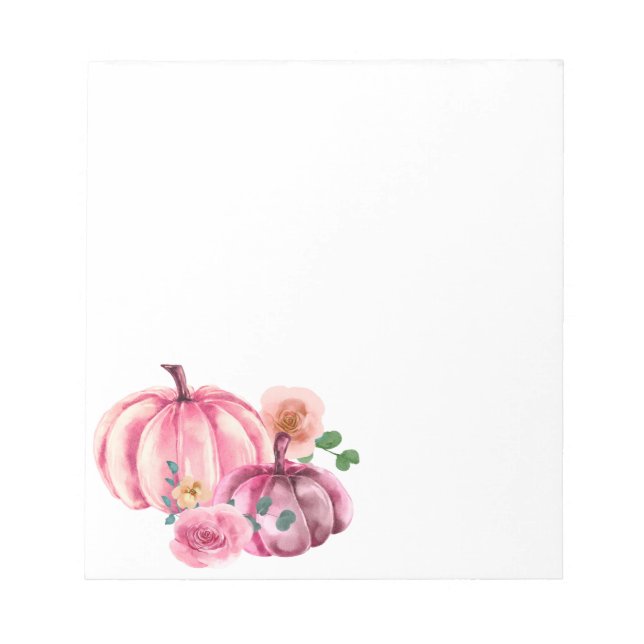 Watercolor Pumpkin Pink Floral Rose Notepad (Front)
