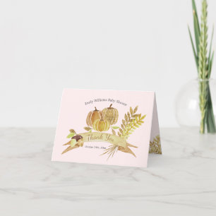 Watercolor Pumpkin Pink Thank You Card