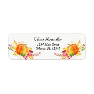 Watercolor Pumpkin Return Address Label