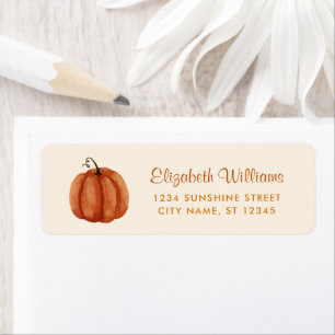  Watercolor Pumpkin Return Address Label