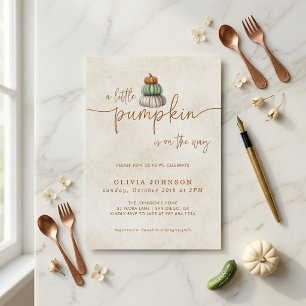 Watercolor Pumpkin Rustic Autumn Baby Shower Invitation