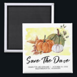 Watercolor Pumpkin  Save the Date Fall Wedding  Magnet<br><div class="desc">Watercolor Pumpkin Save the Date Fall Wedding magnet features watercolor painted orange green white pumpkin arrangement, yellow brush stroke and text template.A perfect design for fall or autumn wedding theme.Please click on the personalise button to customise it with your text or name.Kindly visit my store " loveyouart" for other or...</div>