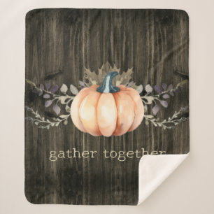 Watercolor Pumpkin Sherpa Blanket