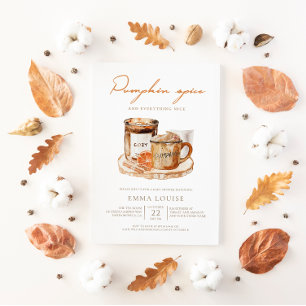 Watercolor Pumpkin Spice Baby Shower Invitation