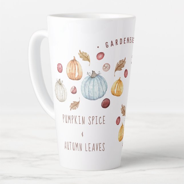 Watercolor Pumpkin Spice Cute Custom Latte Mug (Left Angle)