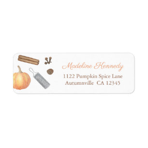 Watercolor Pumpkin Spice Recipe Return Address