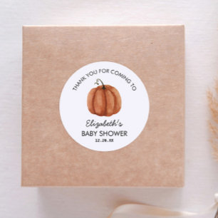Watercolor Pumpkin Thank You Baby Shower Classic Round Sticker