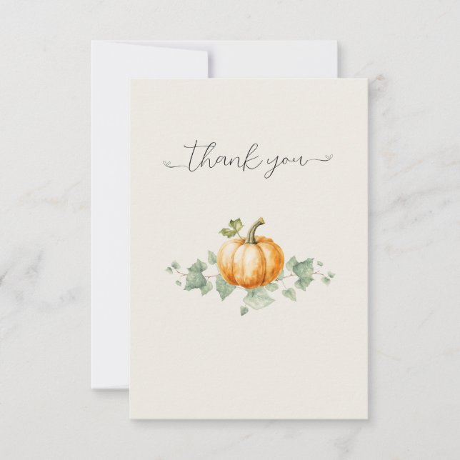 Watercolor Pumpkin Thank You Cards (Front)