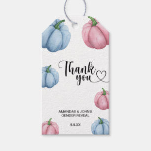 Watercolor Pumpkin Thank you gender reveal Gift Tags