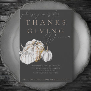 Watercolor Pumpkin Thanksgiving Dinner Invitation