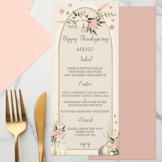 Watercolor Pumpkin Thanksgiving Fall Dinner Menu (Creator Uploaded)