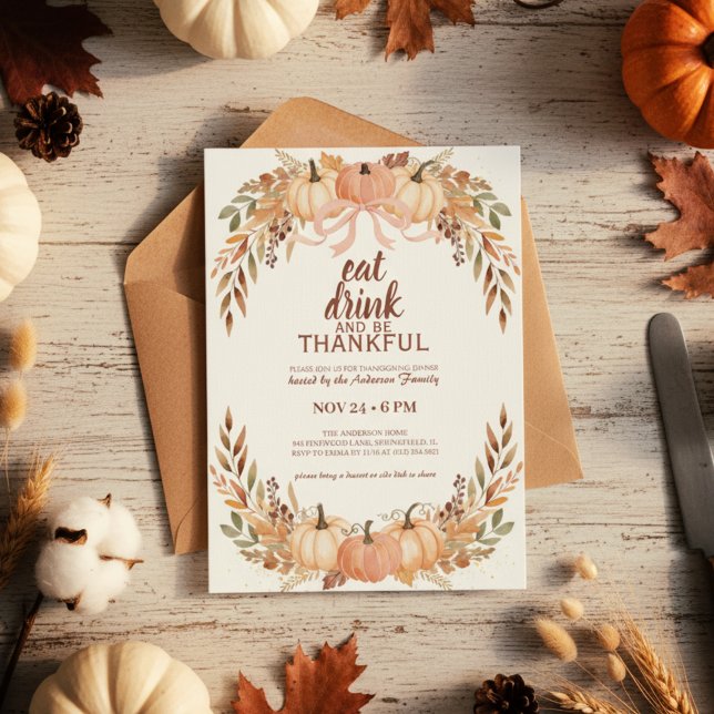 Watercolor Pumpkin Thanksgiving Invitation (thanksgiving dinner invitation

)