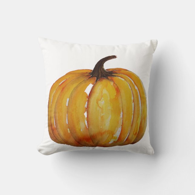 Watercolor Pumpkin Throw Pillow (Front)