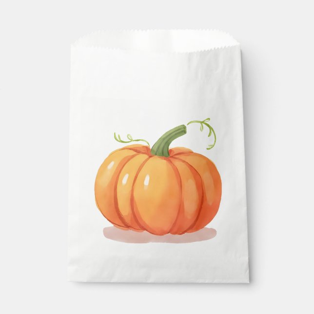 Watercolor Pumpkin Treat Bag (Front)