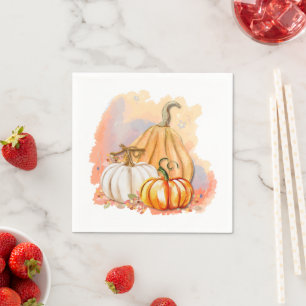 Watercolor Pumpkin Trio Paper Napkin