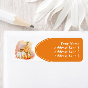 Watercolor Pumpkin Trio Return Address Label
