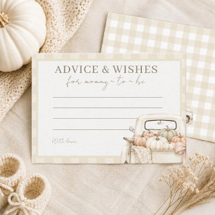 Watercolor Pumpkin Truck Fall Baby Shower Advice Card