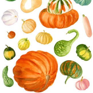 Watercolor Pumpkin Varieties  Tea Towel