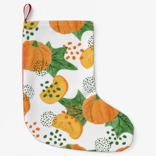 Watercolor Pumpkin Vegetable: Orange Seamless Small Christmas Stocking