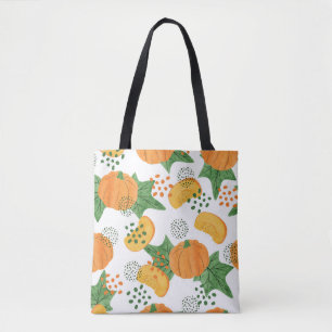 Watercolor Pumpkin Vegetable: Orange Seamless Tote Bag