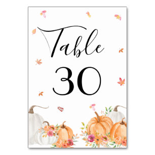 Watercolor Pumpkin Wedding Table Number