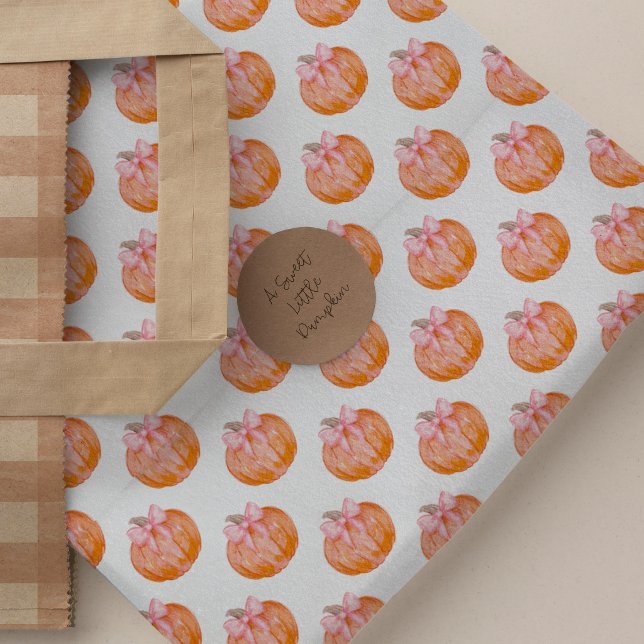 Watercolor Pumpkin with Pink Bow Pattern Tissue Paper (Creator Uploaded)