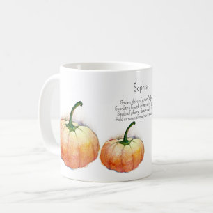 Watercolor Pumpkin with Poem Coffee Mug