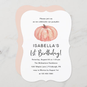 Watercolor Pumpkin's 1st Birthday Party Invitation