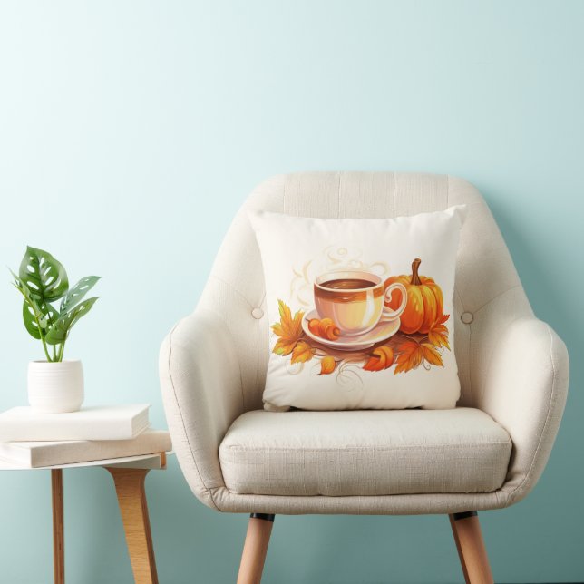 Watercolor Pumpkins and Coffee Cushion (Chair)