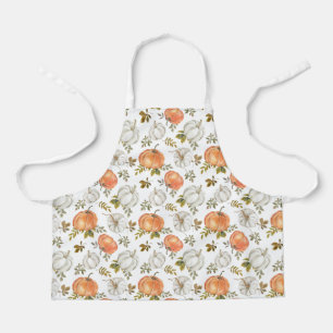 Watercolor Pumpkins and Foliage Autumn Pattern Apron