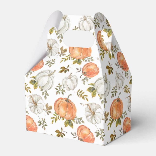 Watercolor Pumpkins and Foliage Autumn Pattern Favour Box (Front Side)