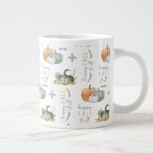 WATERCOLOR PUMPKINS AND GOURDS LARGE COFFEE MUG