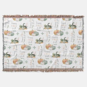 WATERCOLOR PUMPKINS AND GOURDS THROW BLANKET