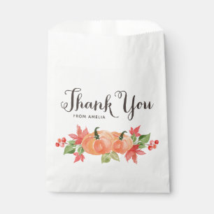 Watercolor Pumpkins and Maple Leaves Thank You Favour Bags
