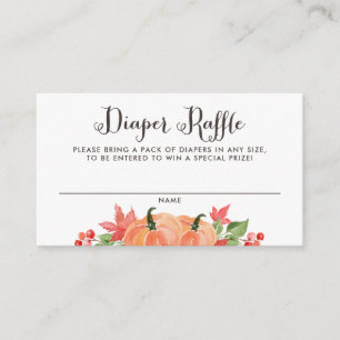 Watercolor Pumpkins Autumn Baby Diaper Raffle Card