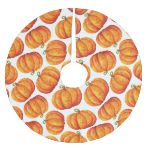 Watercolor pumpkins: autumn crop pattern. brushed polyester tree skirt