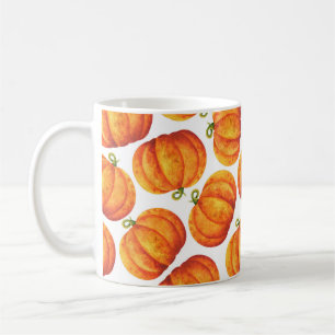 Watercolor pumpkins: autumn crop pattern. coffee mug
