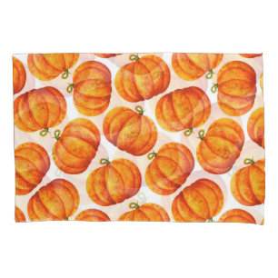 Watercolor pumpkins: autumn crop pattern. pillowcase