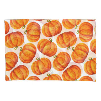 Watercolor pumpkins: autumn crop pattern. pillowcase