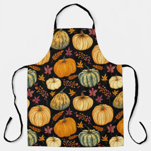 Watercolor Pumpkins: Autumn Seamless Pattern. Apron