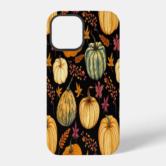 Watercolor Pumpkins: Autumn Seamless Pattern. iPhone Case (Back)