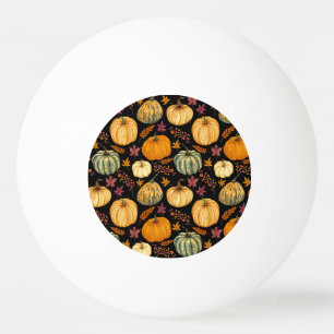 Watercolor Pumpkins: Autumn Seamless Pattern. Ping Pong Ball