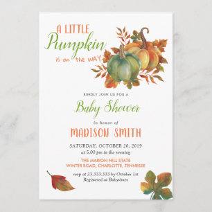 Watercolor Pumpkins   Baby Shower Invitation