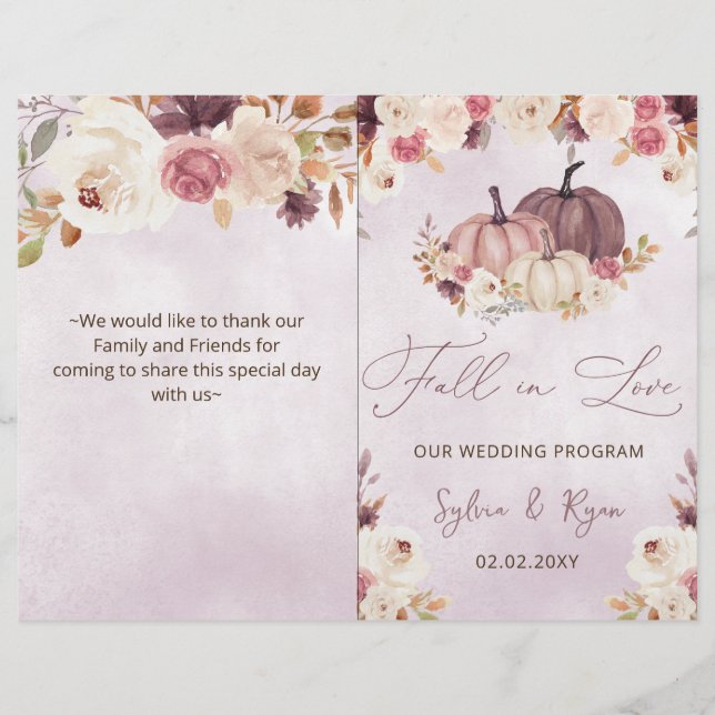 watercolor pumpkins bi fold Wedding program (Front)