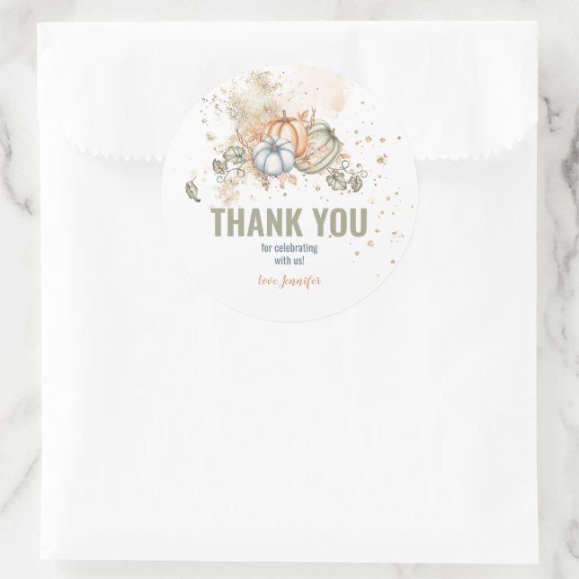 Watercolor Pumpkins  Classic Round Sticker (Bag)