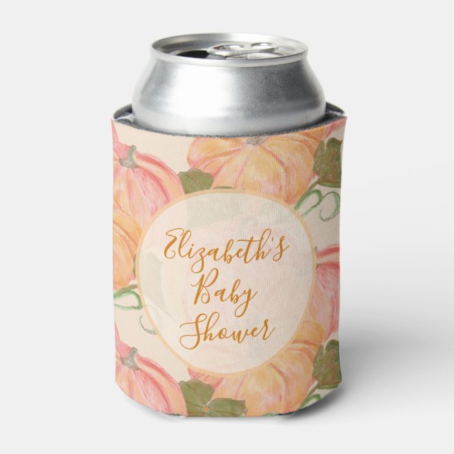 Watercolor Pumpkins Custom Name Party Favour Can Cooler (Can Front)