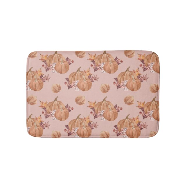 Watercolor Pumpkins Fall Bath Mat (Front)