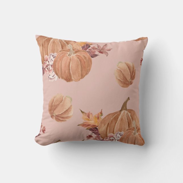 Watercolor Pumpkins Fall Cushion (Front)